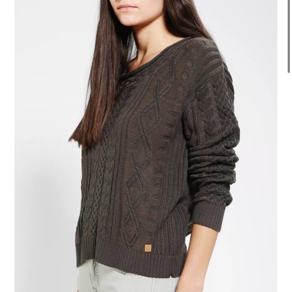 NUMPH Urban Outfitters Hannah Plaited Sweater dark green slightly cropped Small - Picture 13 of 13
